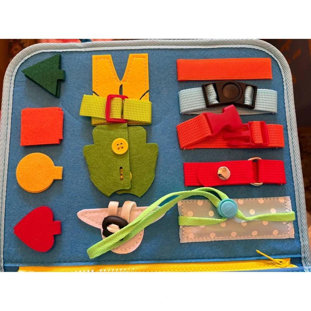 Dinosaur‎ Busy Board Toddler Sensory Activity Felt Travel Toy Blue